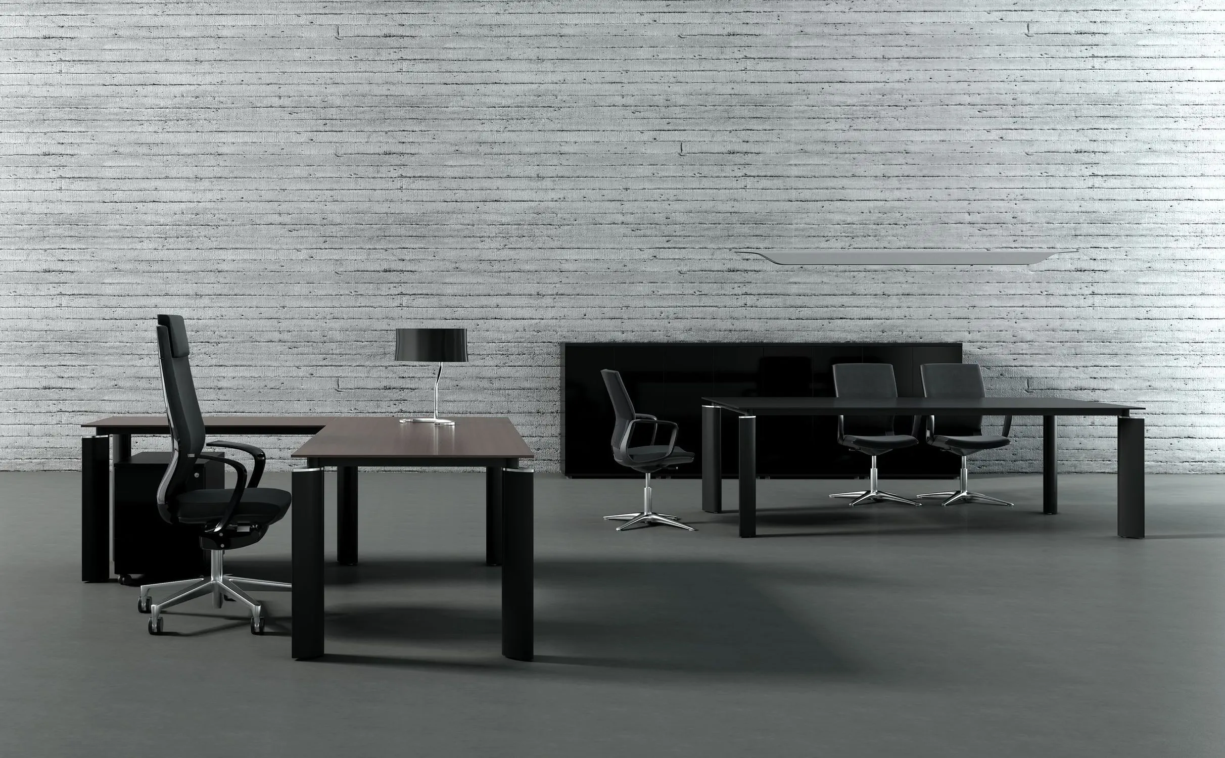 Ensemble bureau de direction Crystal noir avec table de réunion Cap Office Maroc