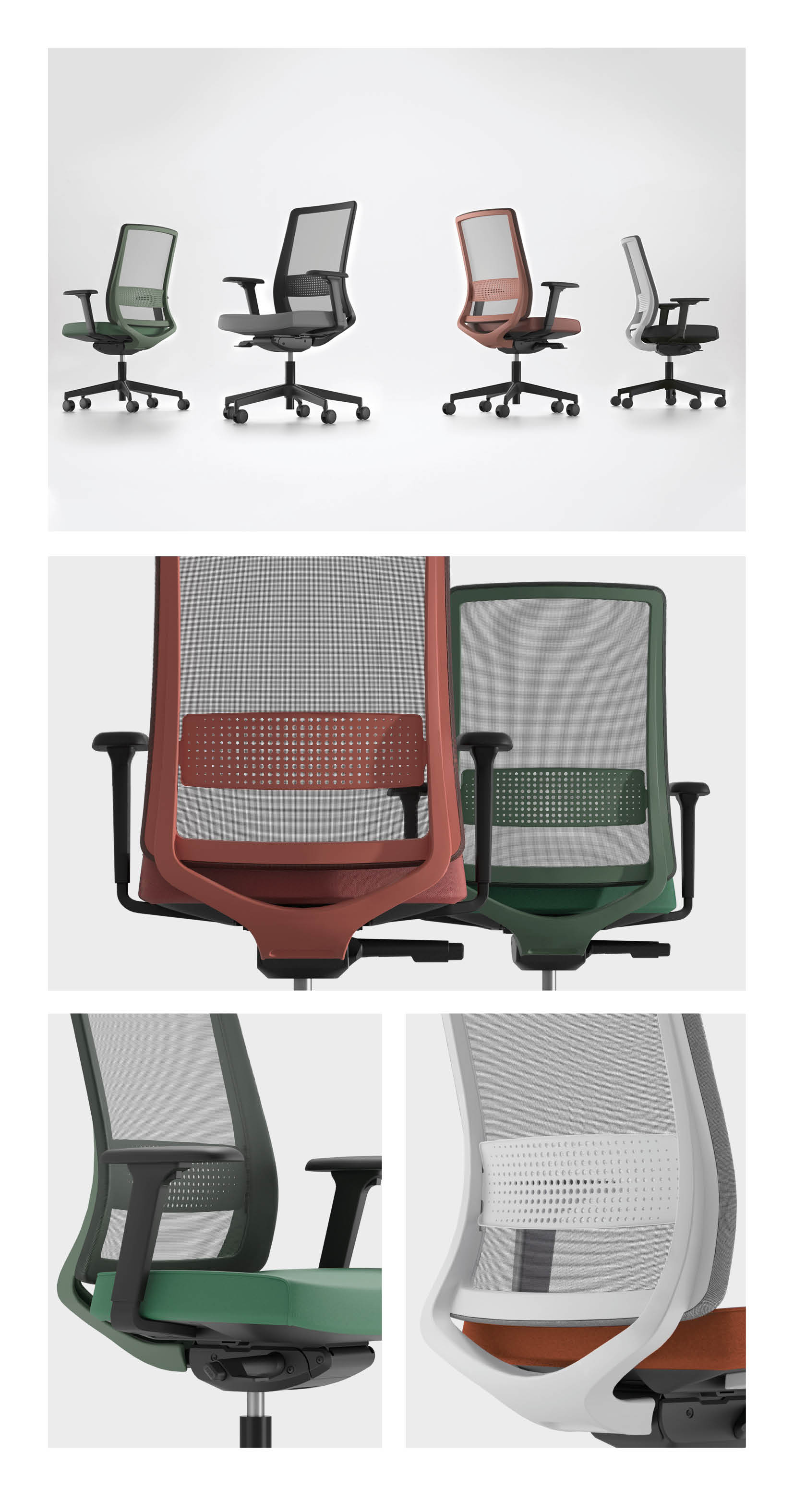 Gamme de sièges opérateurs Axis résille colorée Cap Office Maroc