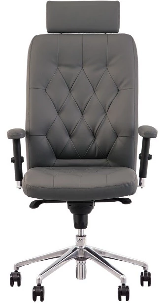 Fauteuil de direction Chester capitonné gris avec appui-tête Cap Office Maroc