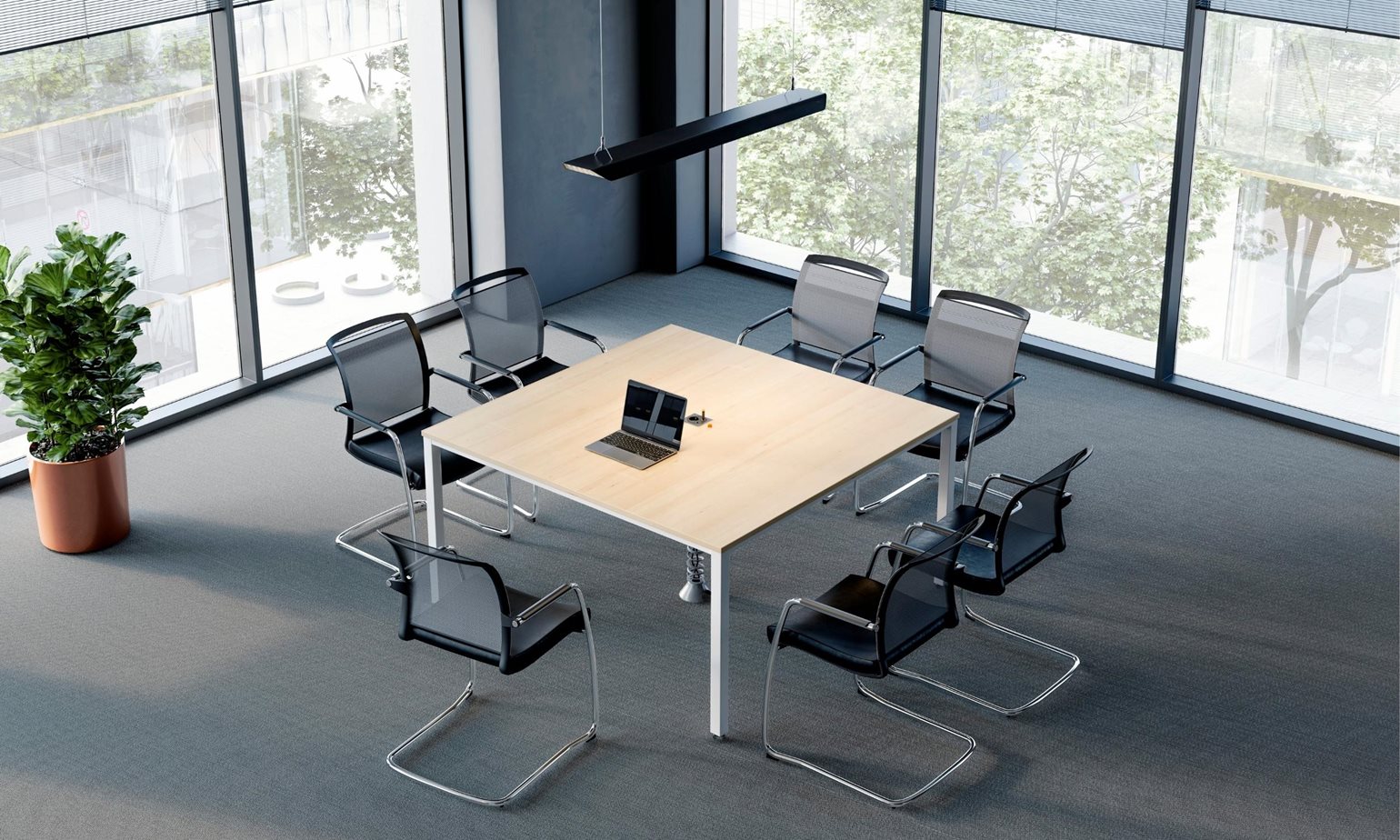 Table de réunion carrée Easy Space avec chaises visiteurs Nowy Styl Cap Office Maroc